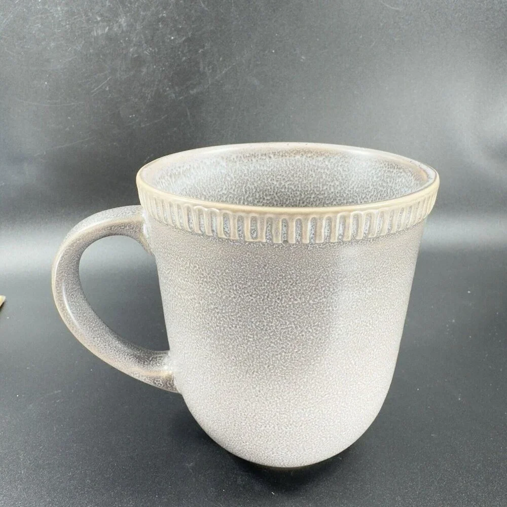Pier 1 Easton Charcoal Gray Stoneware Coffee‎ Mug Cup Set 2 Mugs Cups Ceramic